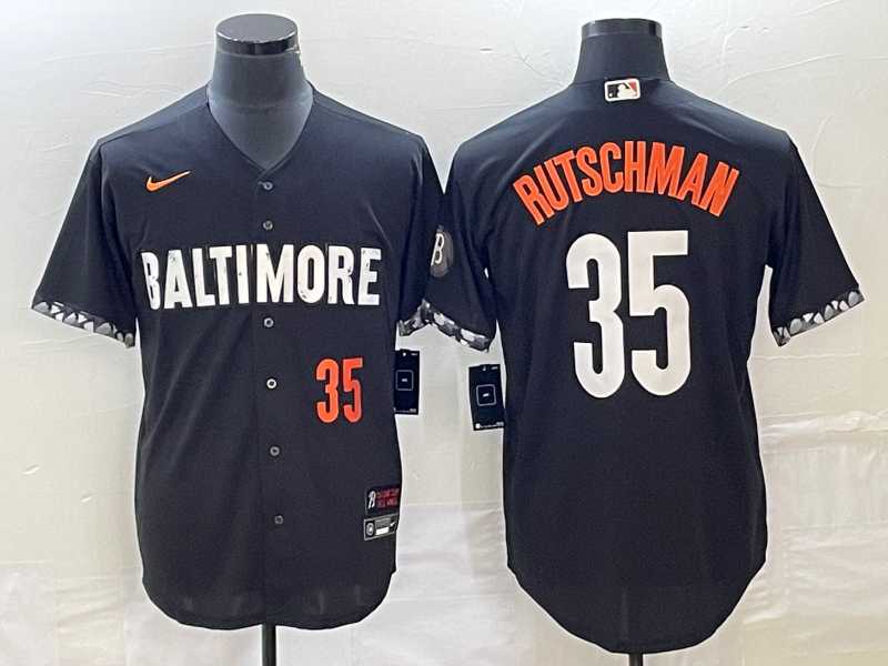 Men%27s Baltimore Orioles #35 Adley Rutschman Number Black 2023 City Connect Cool Base Stitched Jersey->baltimore orioles->MLB Jersey